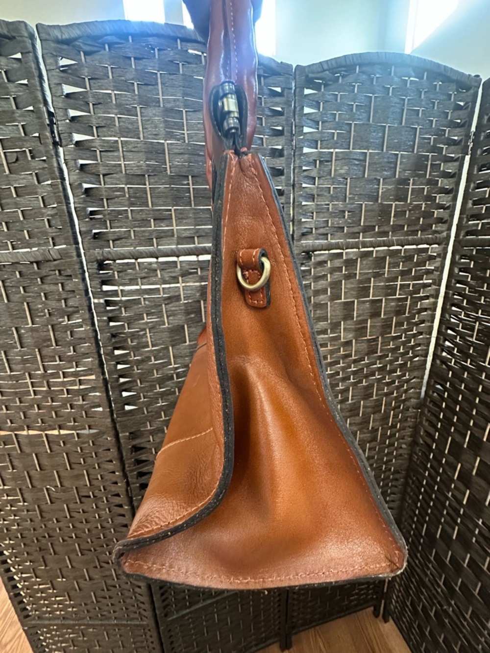 Patricia Nash Woven Leather Satchel - Tan Brown - Picture 4 of 9